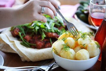 Shashlik with red wine