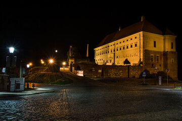 Fototapeta na wymiar castle in the old town of Sandomierz in Poland by night