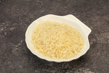 Raw basmati rice in the bowl
