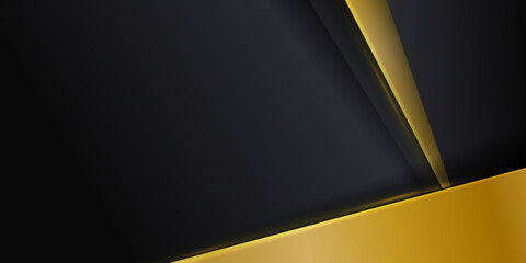 Abstract black yellow futuristic geometric triangles banner background