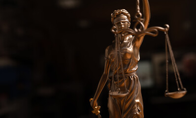 Legal and law statue of Lady Justice scales of justice