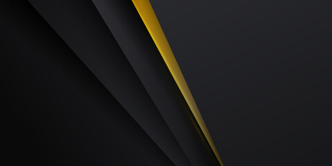 Black yellow abstract presentation background with triangle geometric 3D layers