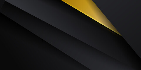 Black yellow abstract presentation background with triangle geometric 3D layers