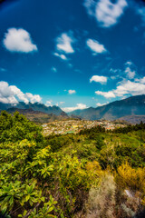 Panoramic viewpoint over the village of Cilaos on Reunion Island