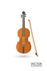 Fototapeta na wymiar Violin flat style isolated on a white background vector illustration