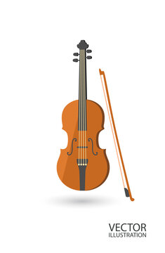 Violin flat style isolated on a white background vector illustration