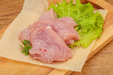 Raw turkey breast steak for cooking