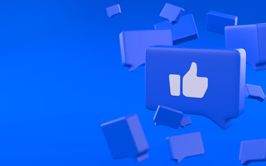 Thumbs up sign in chat bubble. 3d illustration 3D render