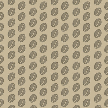 Beige vector pattern with a lot of coffee beans as background for cards or wallpaper.