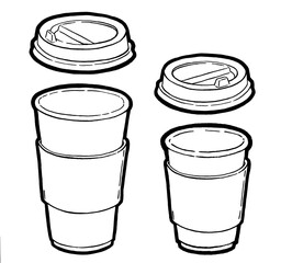 Coffee to go. Black and white linear graphic, hand drawing. Menu for cafe, restaurant, street festival, farmers market