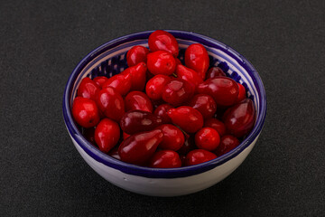 Sweet and ripe cornel berries