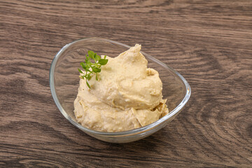 Vegan food - hummus with olive oil