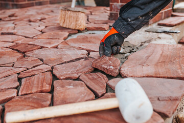 Professional installation of facing tiles - natural stone decor - exterior decoration