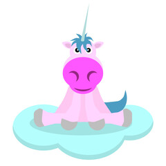 Happy unicorn on a cloud