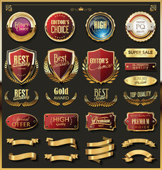 Luxury gold and red design elements collection