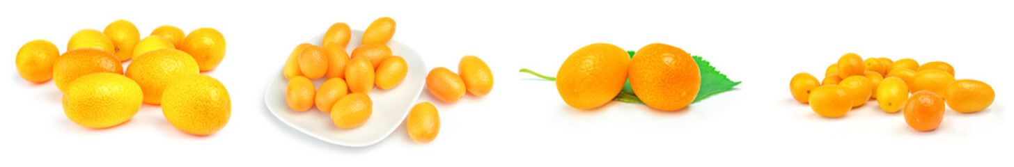 Group of cumquats isolated on a white background with clipping path