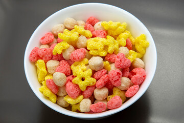 Colored light snacks. Breakfast in the plate. Diet and calories. Dessert food.