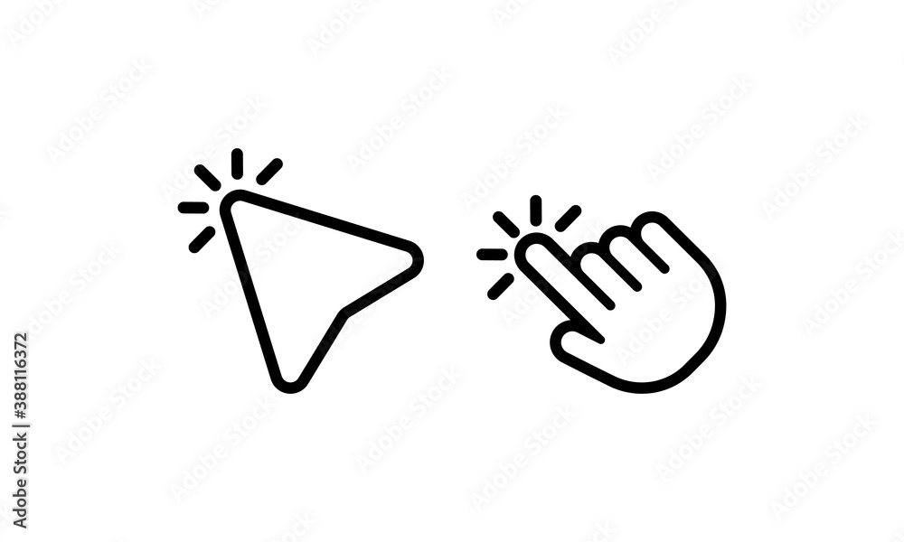 Poster computer mouse click cursor arrow. click. hand icon pointer. vector on isolated white background. ep
