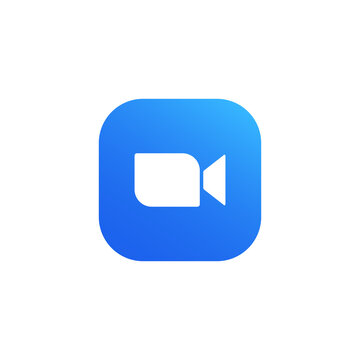 Blue camera icon - Live media streaming application for the phone, conference video calls. Video communications symbol modern. Vector on isolated white background. EPS 10