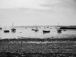 boats on low tide on the English coast