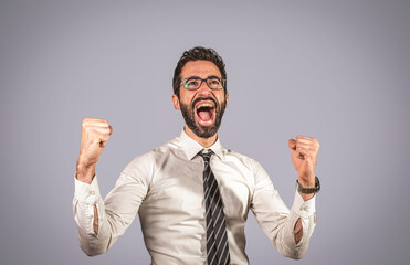 Really very happy successful businessman.