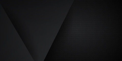 Black abstract background with futuristic triangles elements layers