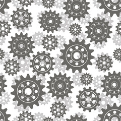 Gears seamless pattern. Vector drawing of factory gear wheels. Mechanical gear. The image of the gear.