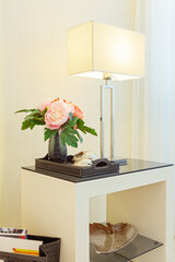 Decorative Table With Table Lamp In Modern Living Room