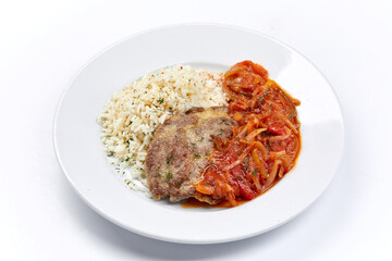 meat with rice and vegetables