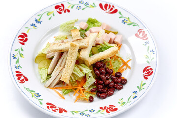 meat salad on the white background