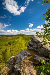 View on Bezdez castle from a rock plateau near Branzez lake