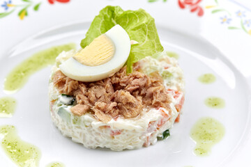 tuna salad on the white background