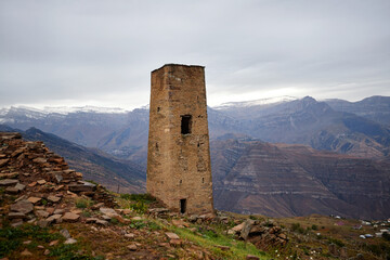 Aul-ghost Goor, an abandoned village in Dagestan. Ancient defensive towers.