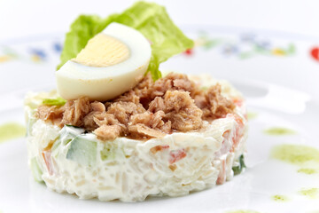 tuna salad on the white background