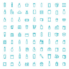 Packaging, icons set. For packaging products and materials, vector line illustration