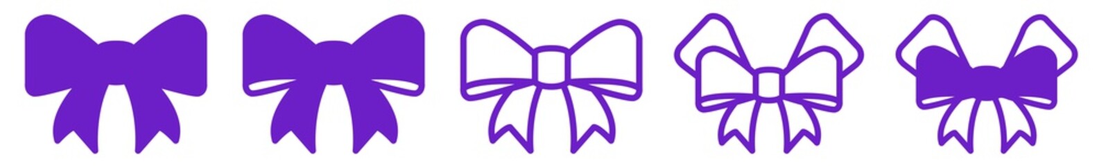 Ribbon Bow Icon Purple | Wedding Ribbons Illustration | Birthday Gift Symbol | Christmas Bows Logo | Valentine's Day Sign | Isolated | Variations