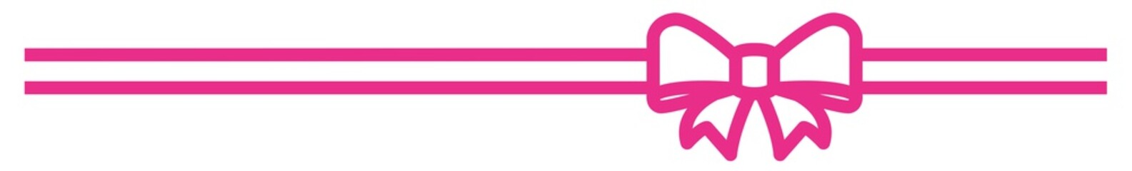 Ribbon Icon Pink | Wedding Bow Illustration | Valentine's Day Symbol | Christmas Banner Logo | Horizontal Birthday Gift Sign | Isolated | Variations