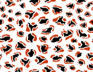 Naklejka na ściany i meble Full seamless cheetah and leopard animal skin pattern vector. Design for red and black cheetah colored textile fabric printing. Suitable for fashion use.