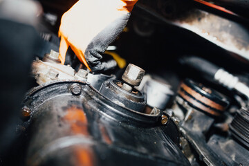 car crankshaft pulley, engine repair.