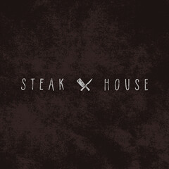 Steak House vintage Label. Typography letterpress design. White steak house insignia isolated