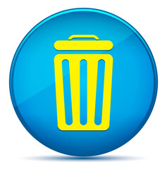 Bin icon modern flat cyan blue round button