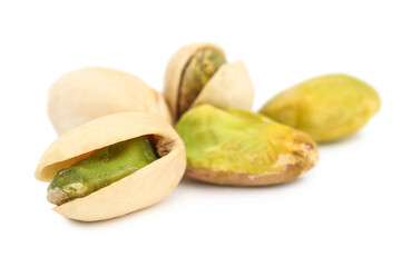 Pistachios isolated on white background