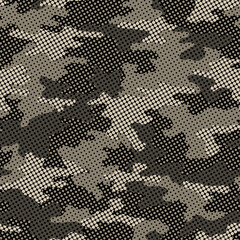 Full seamless military camouflage skin halftone dotted pattern vector for decor and textile. Ornamental pointed army masking design for hunting textile fabric print and wallpaper. Design for trendy fa - obrazy, fototapety, plakaty