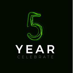 Five Years celebrate poster for party. 5 years sign. Fifth birthday celebrate. Number for Halloween. Vector illustration