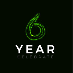 Fototapeta premium Six Years celebrate poster for party. 6 years sign. Sixth birthday celebrate. Number for Halloween. Vector illustration