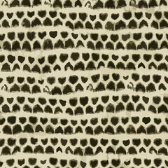 Full Seamless watercolor texture pattern illustration. Brown abstract rough shapes and horizontal lines vector for armchair, curtain and linens fabric print background.