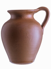 Clay pot, amphora, handmade isolate on a white background