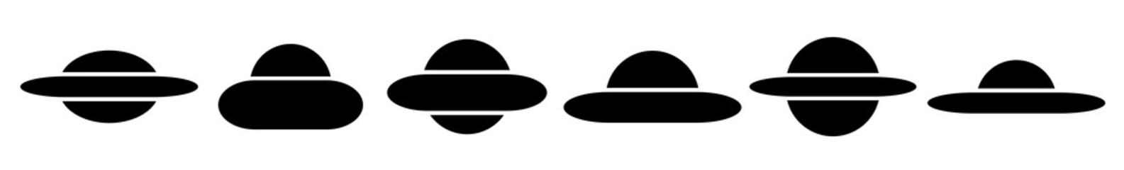 UFO Icon Set | UFO Vector Illustration Logo | Flying Saucer Isolated Collection