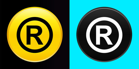 Registered symbol icon flat exclusive button set