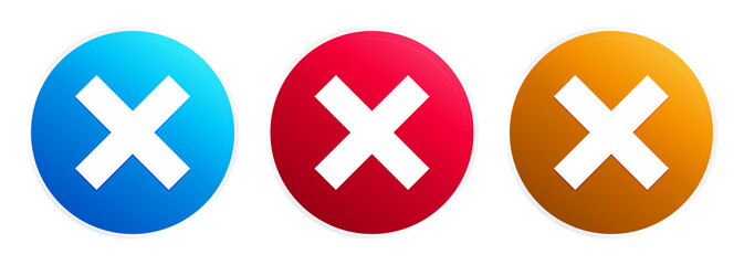 Cross icon premium trendy round button set